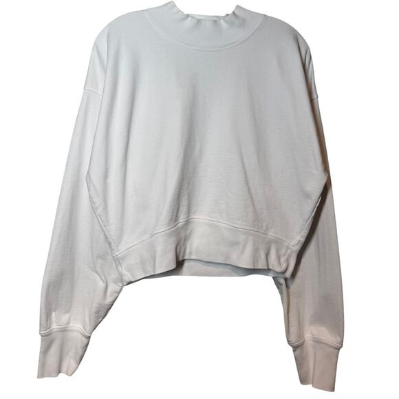 Talentless White Mock Neck Cropped Cotton Sweatshirt Small Minimal Basic Staple‎ - Picture 4 of 9